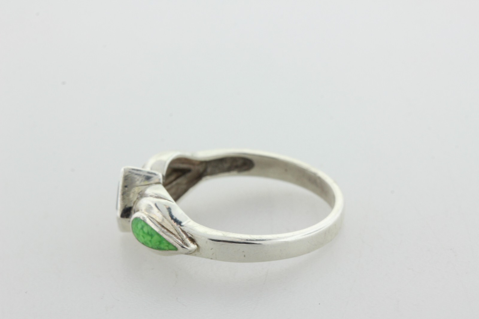 CW Sterling Silver 925 Vintage Blue Topaz & Green Turquoise Inlay Ring – Size 9