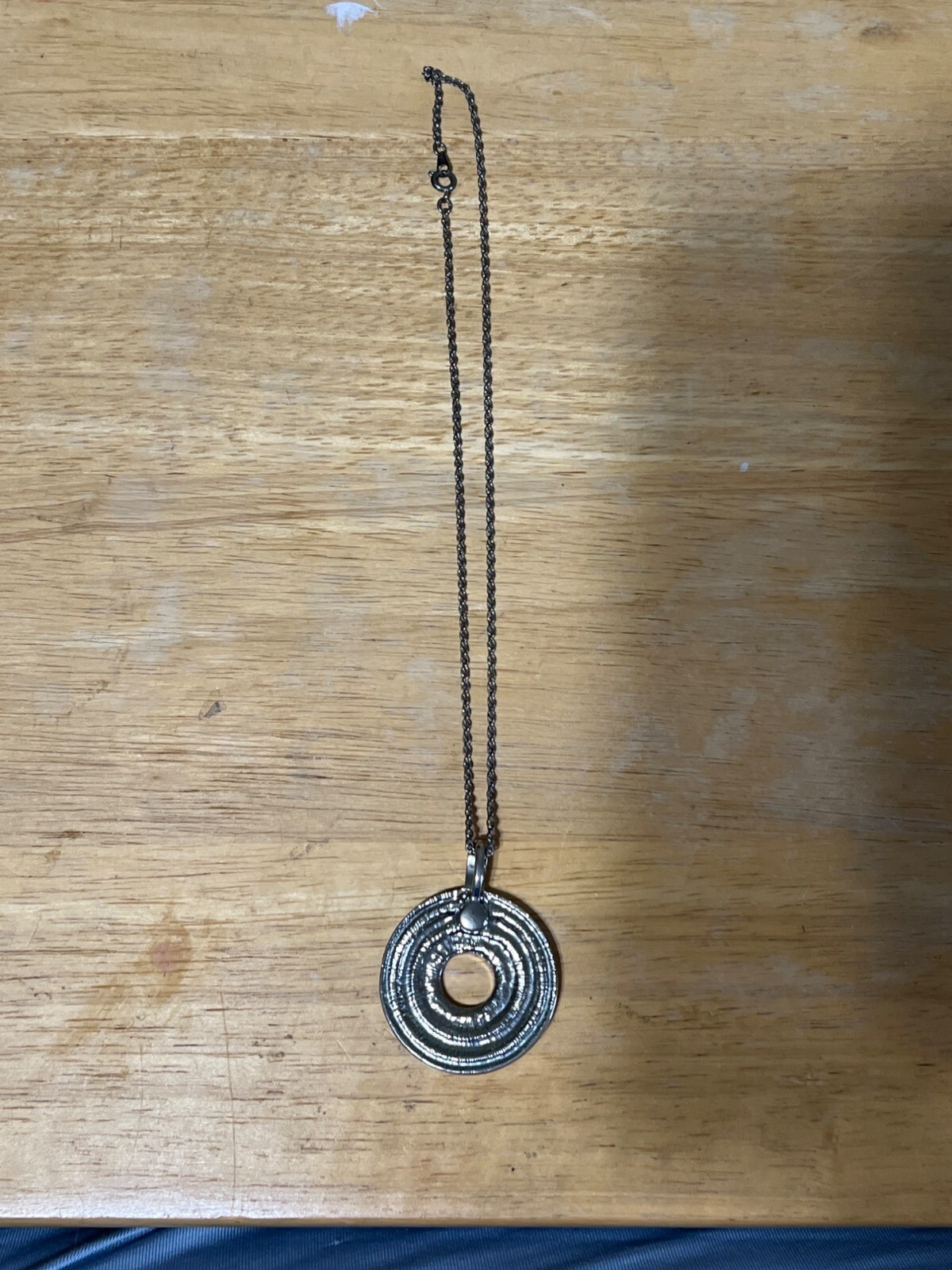Vintage Black Circle Pendant Necklace With Rhinestones Silver-Tone Chain Gift