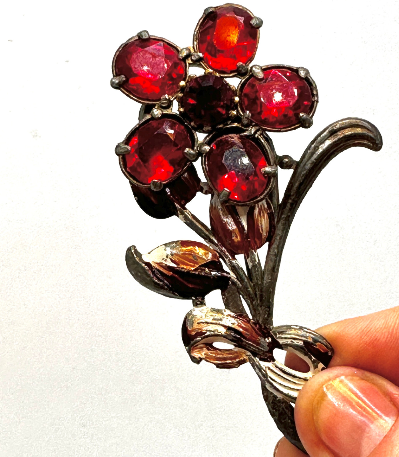 Lot 2 RARE Vtg 1930S 1940S CORO Unsigned Rhinestone Floral Enamel Brooches