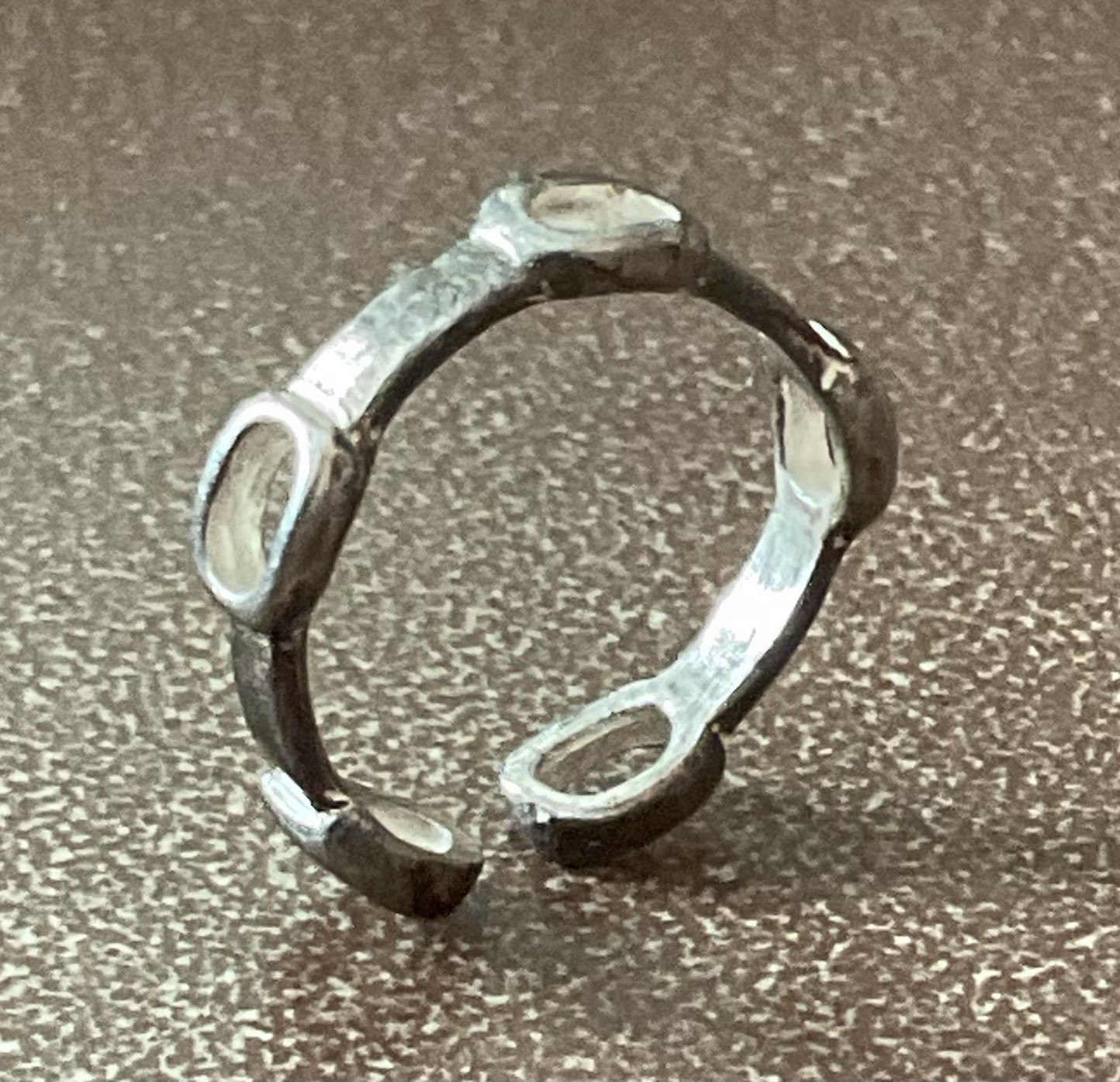 Vtg 925 Sterling Silver Ring Open Chain Link Industrial Modernist Sz 3.5 – 4.25