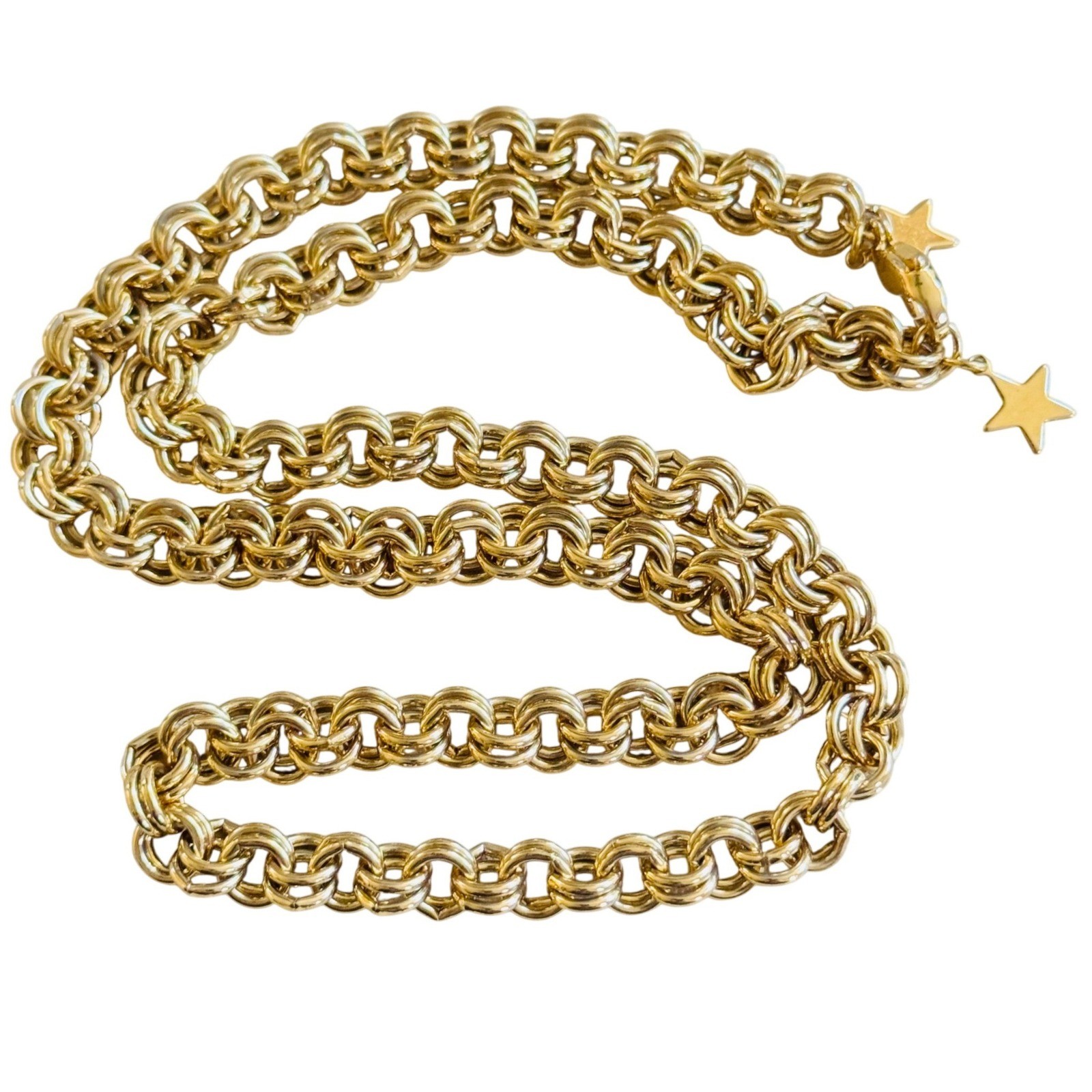 VTG Kirks folly Charm Starter Rolo Chain necklace Gold Plated Interlocking 22″