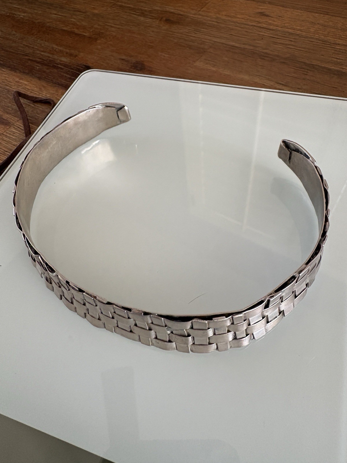 VTG Celia Sebiri Sterling Silver 15″ Necklace Heavy Woven Collar Choker 64 Grams