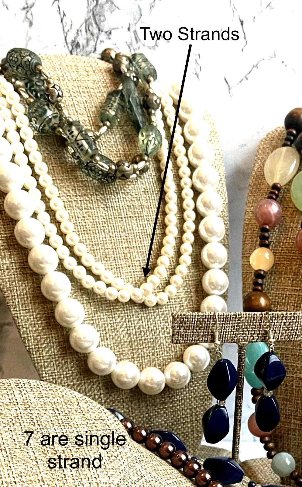 Vtg Retro & 80’s Core Necklace Bold Faux Pearl Stone Acrylic Crystal Lot-8.