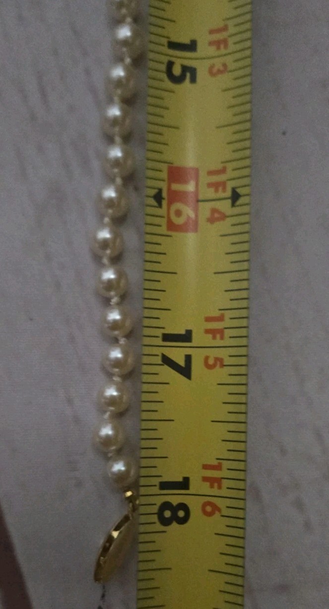 Vtg Faux Knotted Pearl Necklace Fish Hook Clasp Japan 18″ Red Oriental Pouch