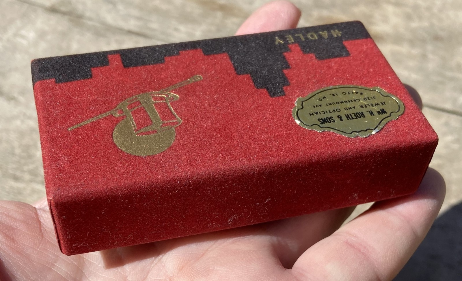 Vintage HADLEY Simulated Red Gemstone Cufflinks Original Box & Jeweler’s Label