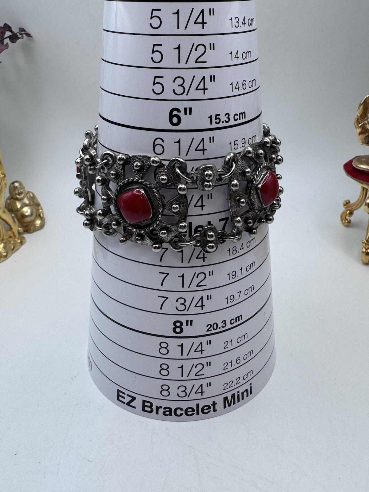 VINTAGE 60’s Silver Tone And Red Cabuchon SOUVENIR DU MAROC Moroccan Hamsa Hand