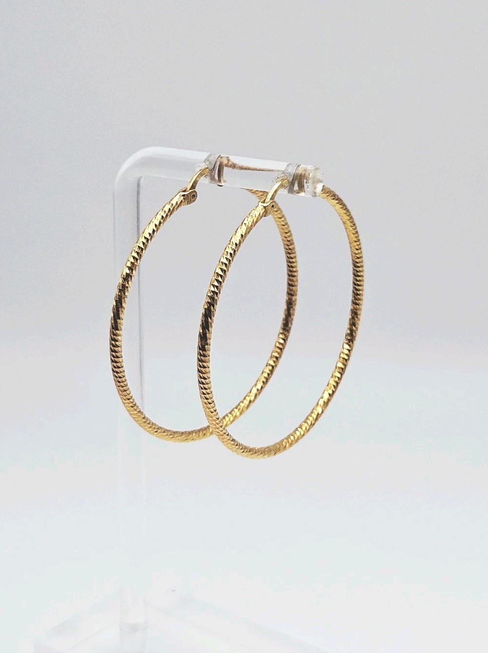 Dyadema Sterling Silver Vermeil Diamond Cut Twisted 46mm Hoop Earrings