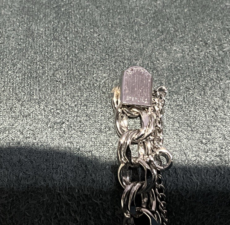 .925 Sterling Silver RHYTHM 7” Double Link Chain Starter Charm Bracelet 10.79g