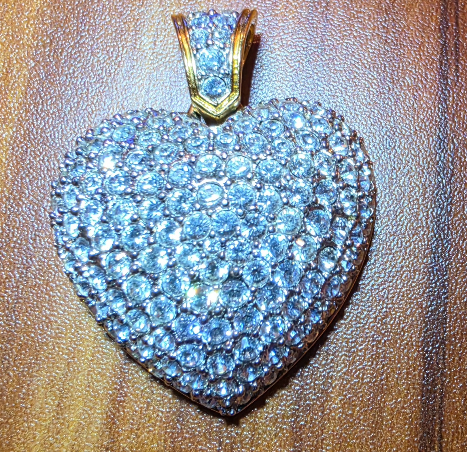 Swarovski® Signed SWAN Crystal Puff Pave Goldtone Dome Large Huge Heart Pendant
