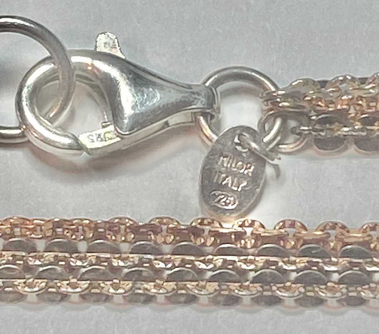 3 CHAIN & MULTICOLORS WOMEN MILOR 925 STERLING SILVER BRACELET 6.6 gr & 9″