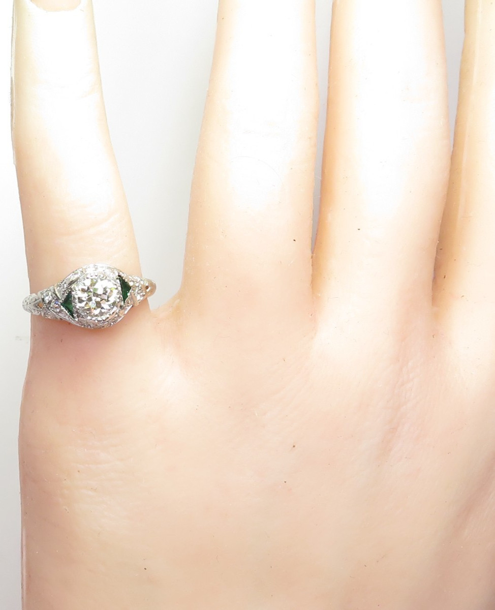Antique Art Deco 1920’s Diamond Engagement Ring Plat Pall Ring Size 5.5 UK-K1/2