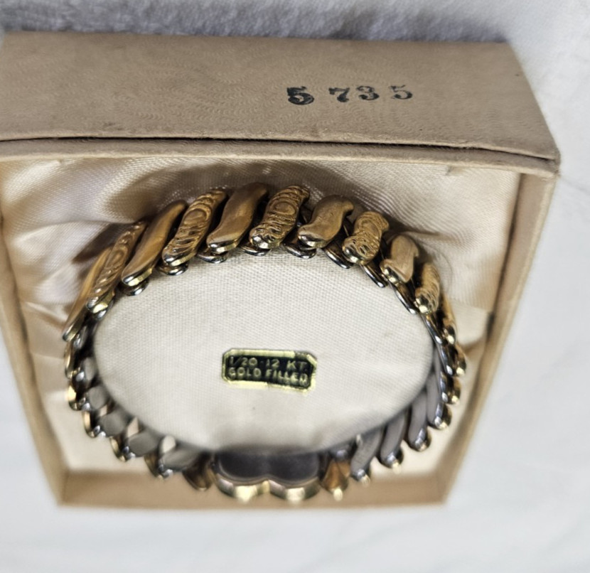 Vintage 1/20 12k GF Sweetheart Expansion Bracelet In Original Box