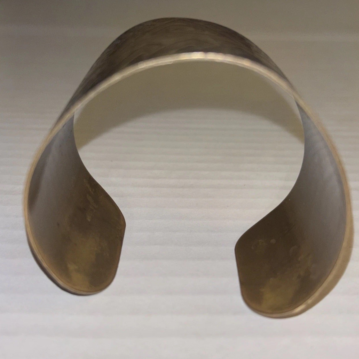 Vintage Tribal Etched Brass Brutalist Wide Cuff Bracelet Boho Statement Bangle