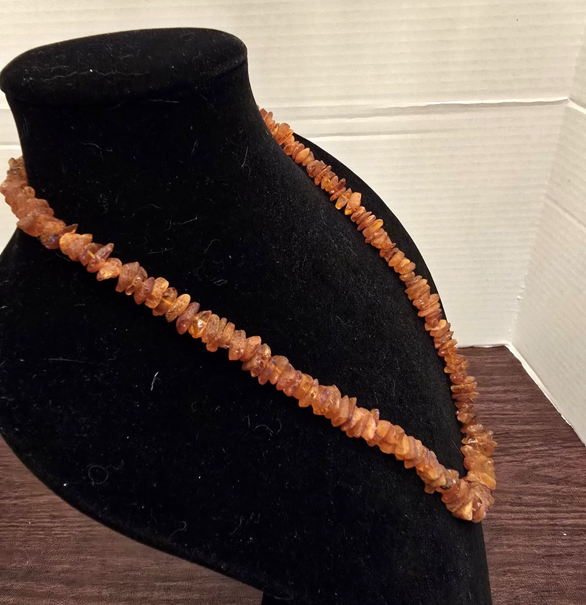 Vintage Genuine Baltic Amber Chip Bead Necklace 44g-Warm Honey Cognac 26″