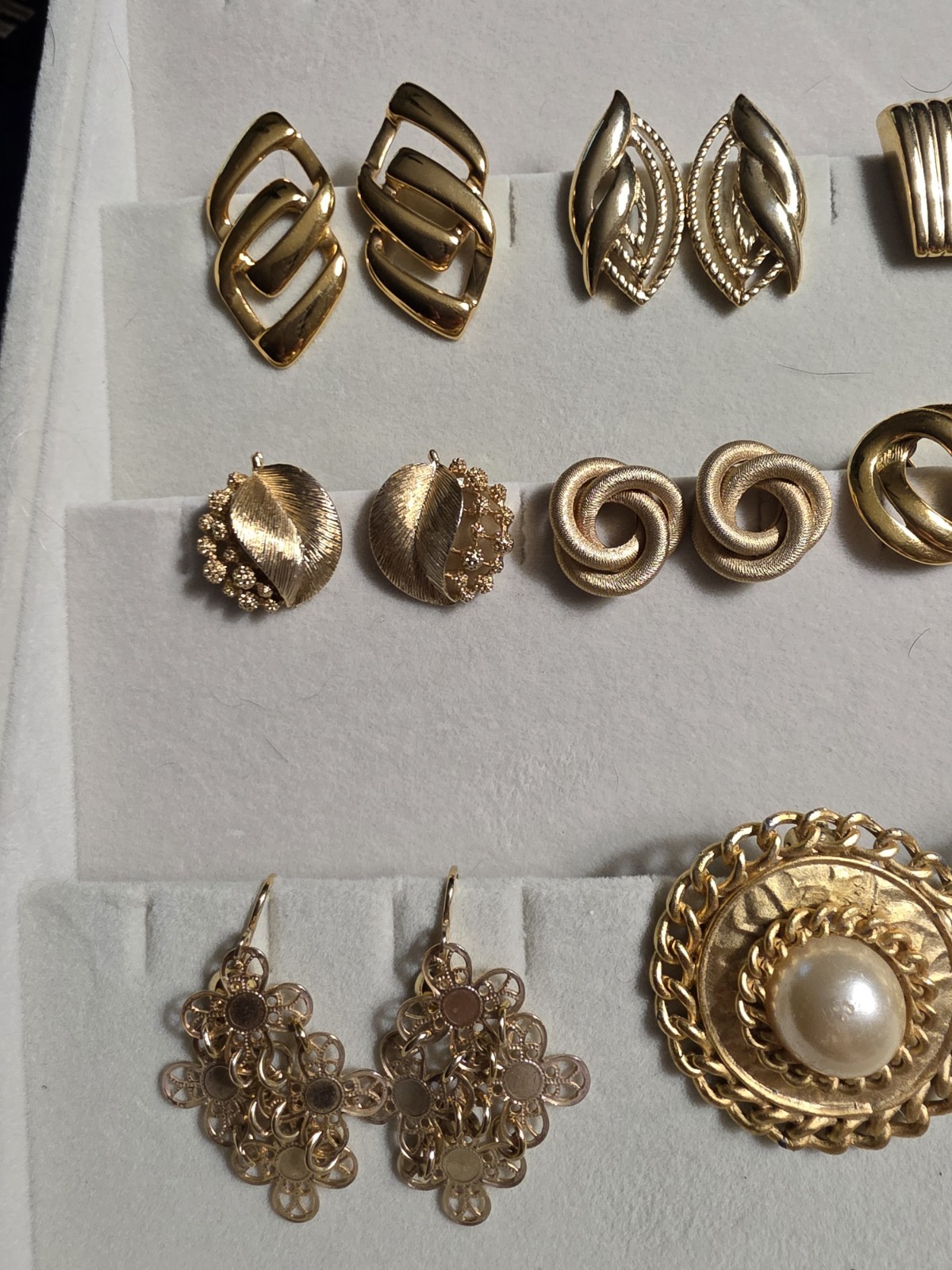 Vintage Monet Trifari Napier Lisner Clip Goldtone Earring Lot