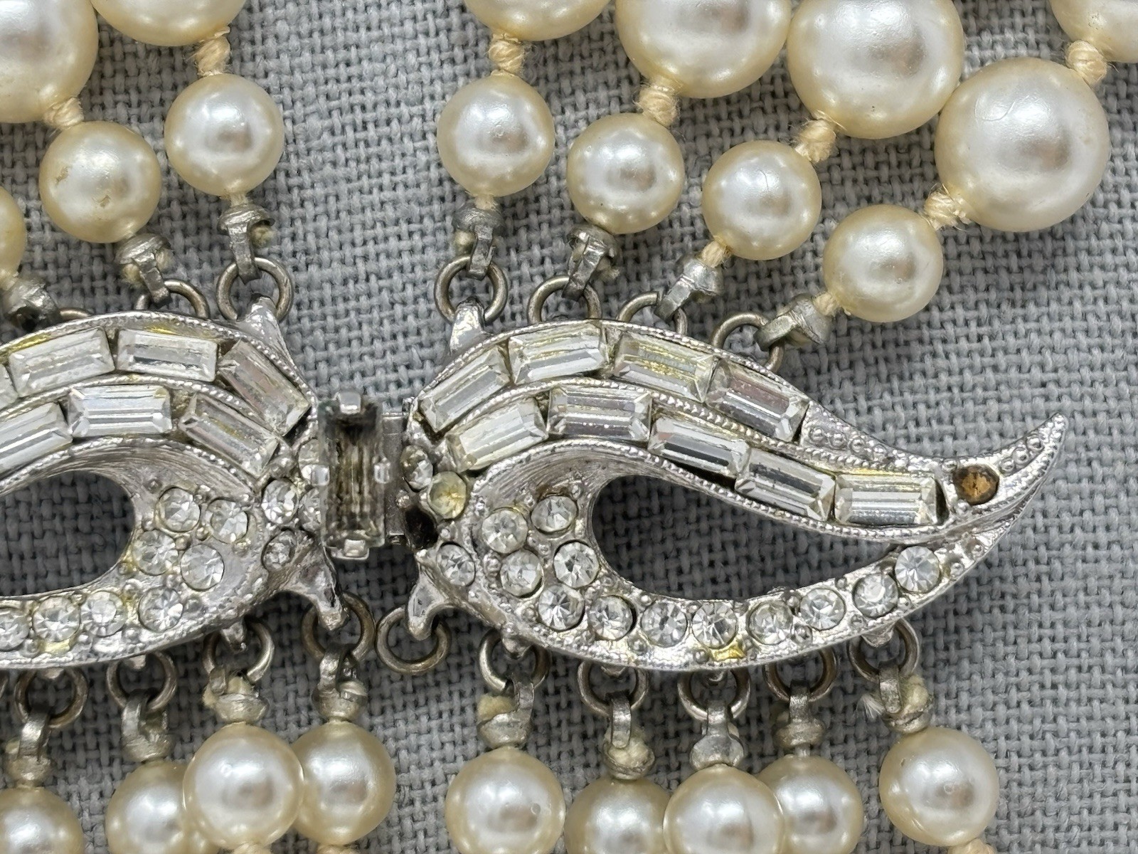 Vintage 60’s Valjean Cascading Pearl Fringe Collar Necklace Statement Piece