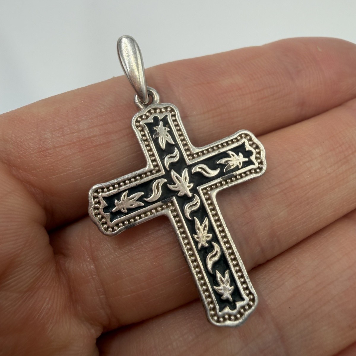 Vintage Pendant Icon Cross Enamel Sterling Silver 925 Jewelry Stamped Beautiful