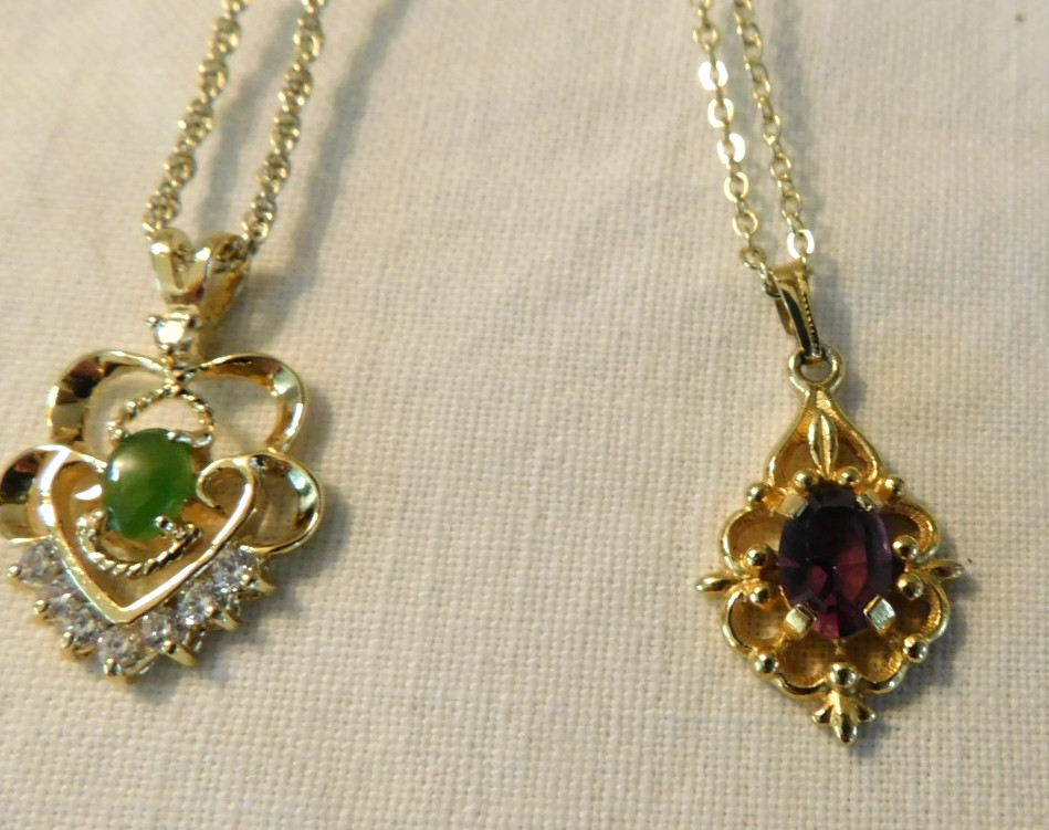 Pendant Necklaces LOT of Six Murano Art Glass Danbury Mint Jade Crystal Amethyst