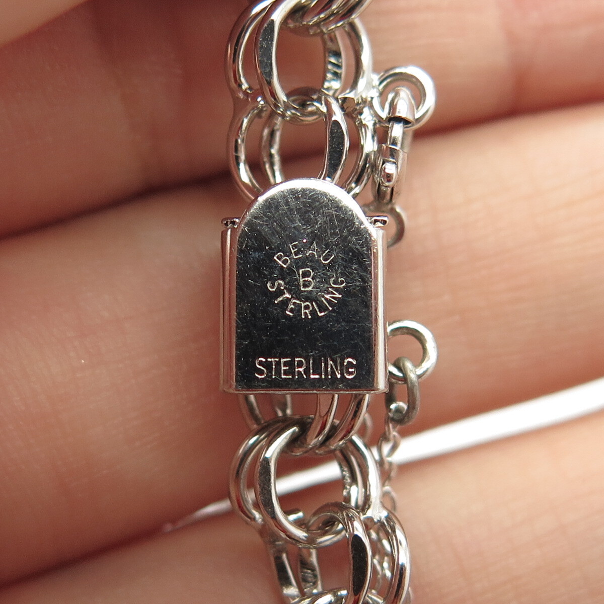 925 Sterling Silver Vintage BEAU Double Rope Link Bracelet 6.5″