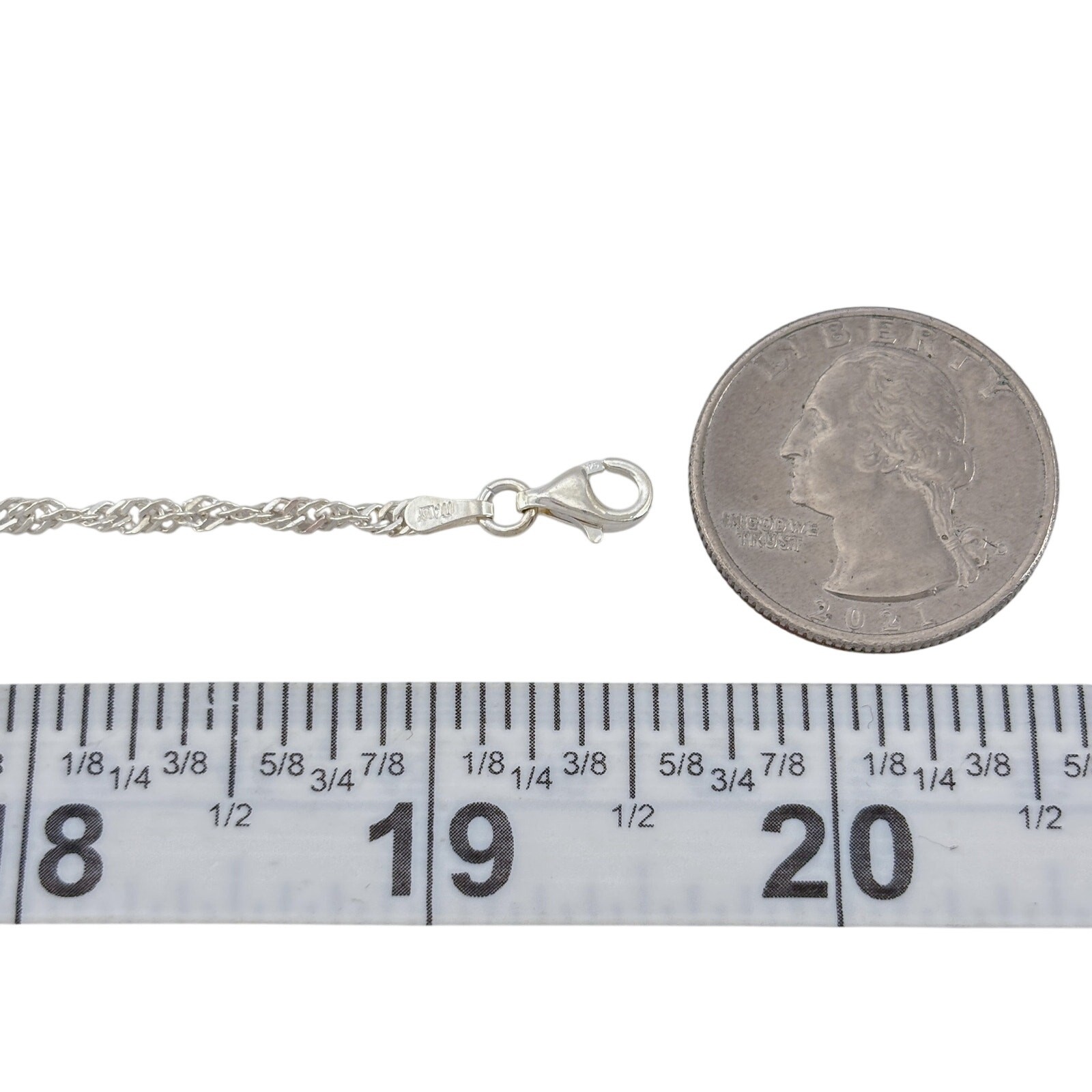 Vintage Italian Sterling Silver 925 Singapore Link Chain Necklace 19.5″