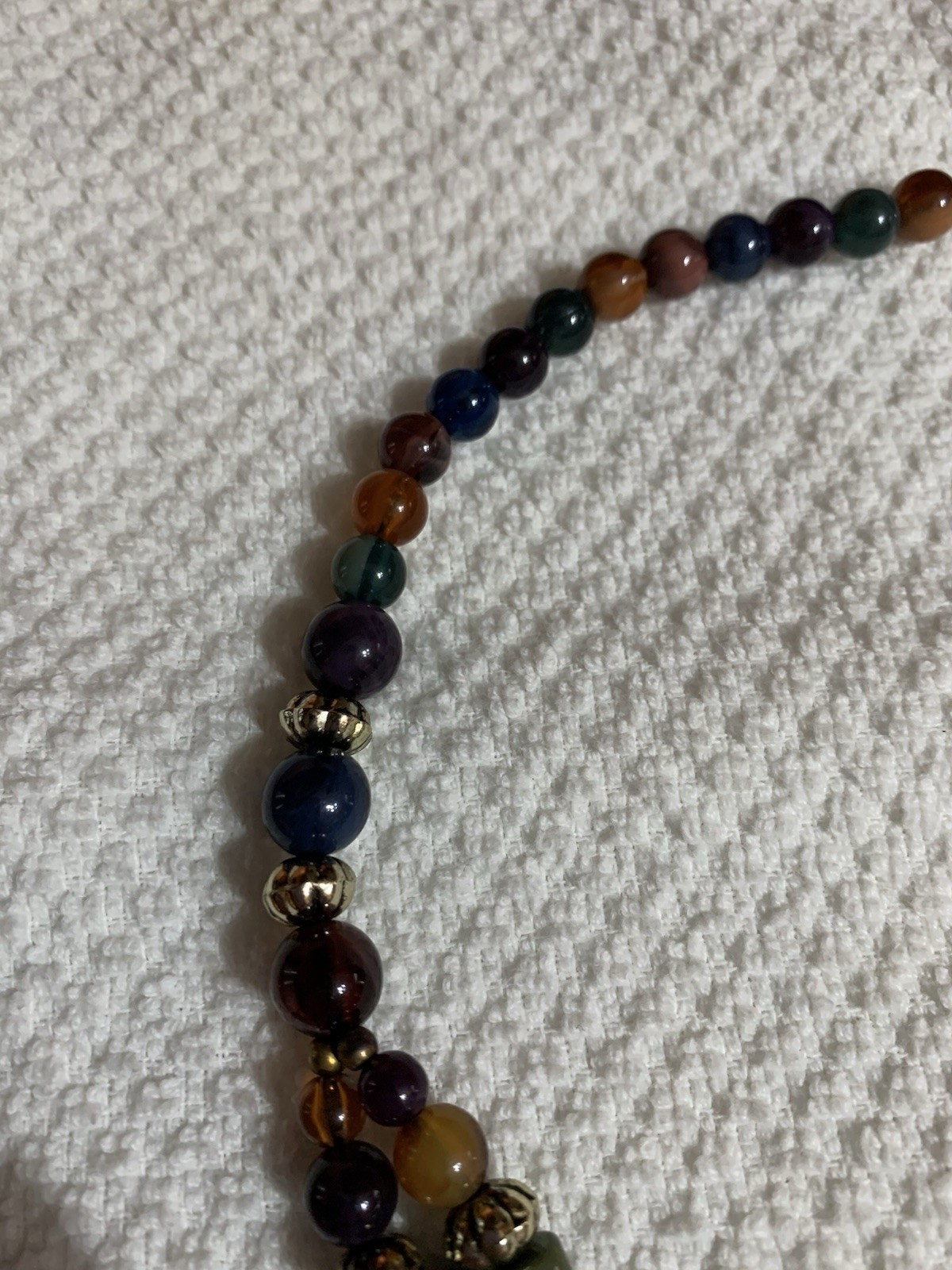 Vintage Multicolor Acrylic Chunky Faux Stone Choke Gold Tone Beaded Necklace 19″