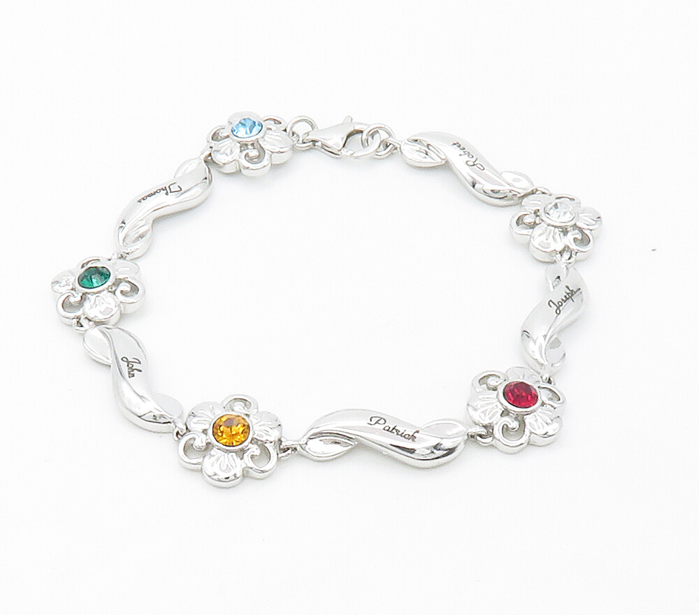 925 Sterling Silver Cubic Zirconia Citrine & Topaz Chain Bracelet BT5803