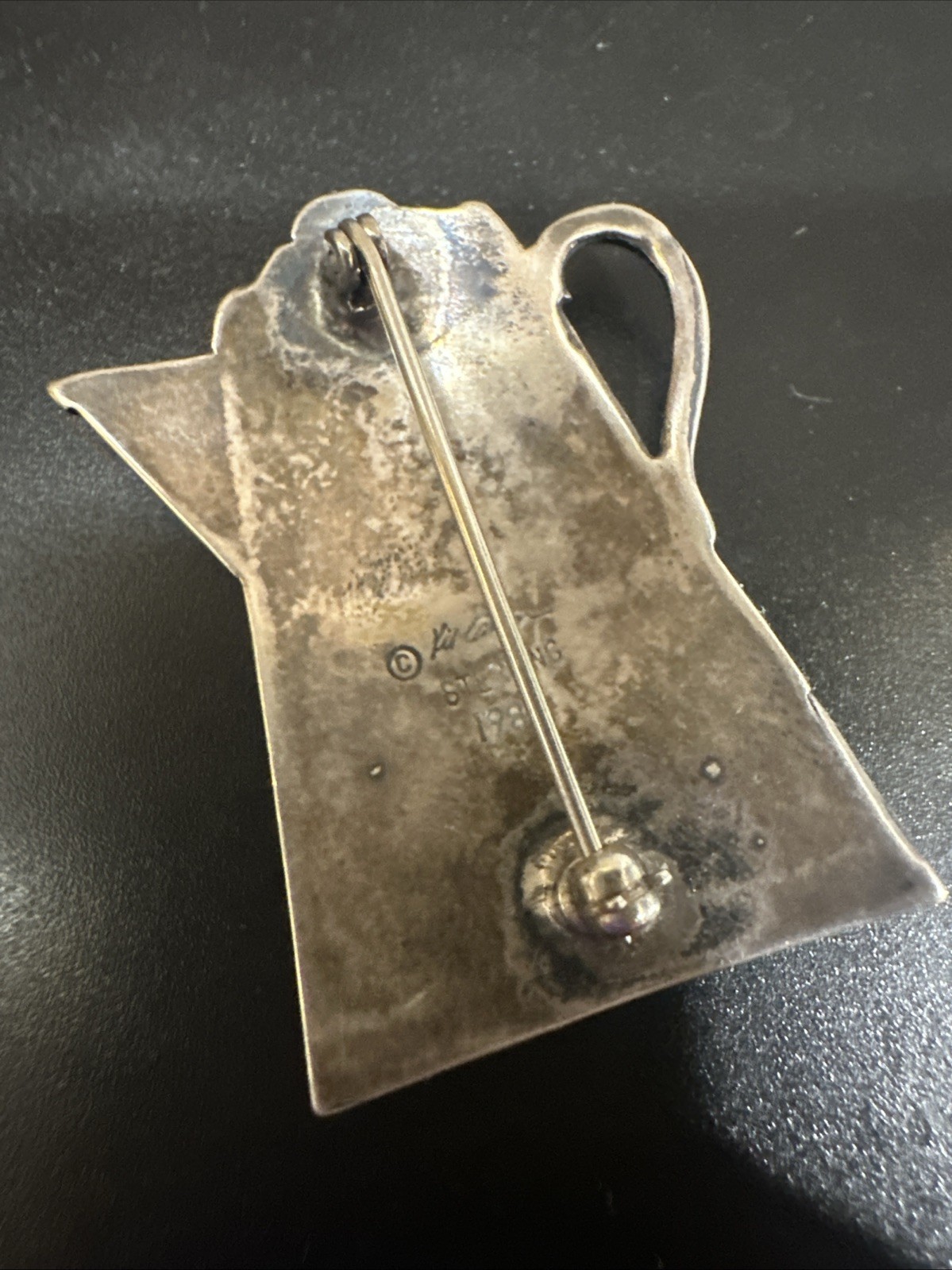 Rare Vintage 1988 Kit Carson Sterling Silver Coffee Pot Brooch Pin Signed