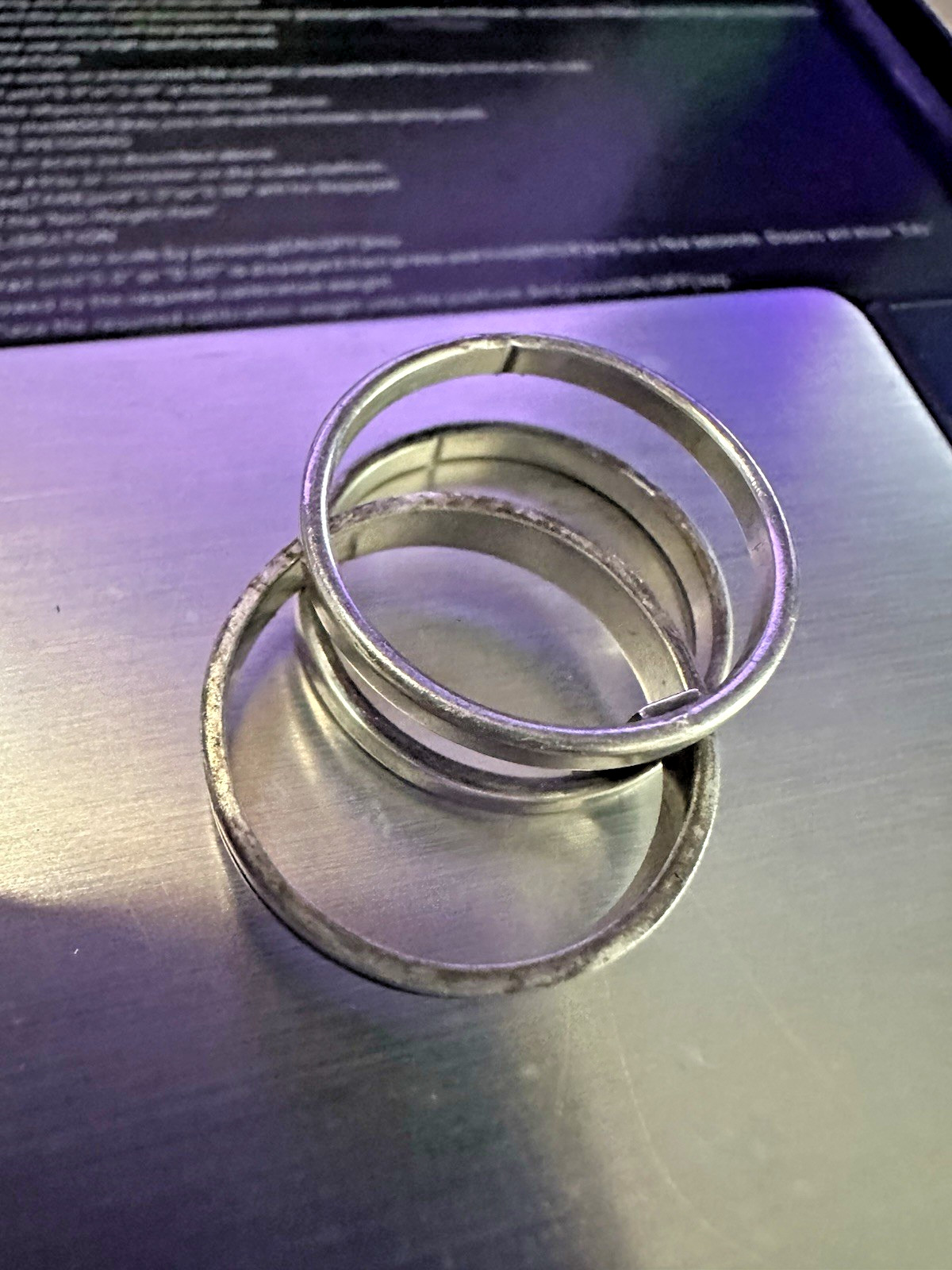 Sleek Modernist 3 Band Unisex Stack Ring 1 Cm wide Sterling Silver Size 11, 8 gr