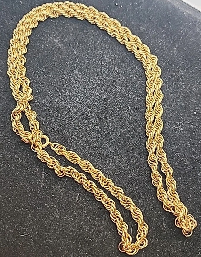 Vintage Monet Gold-Tone Twisted Rope Necklace 28″ Heavy Thick