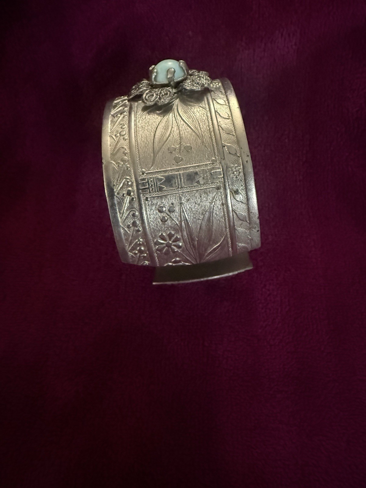 VTG Silver Tone Floral Cluster Turquoise Bracelet Southwestern ~ Beautiful