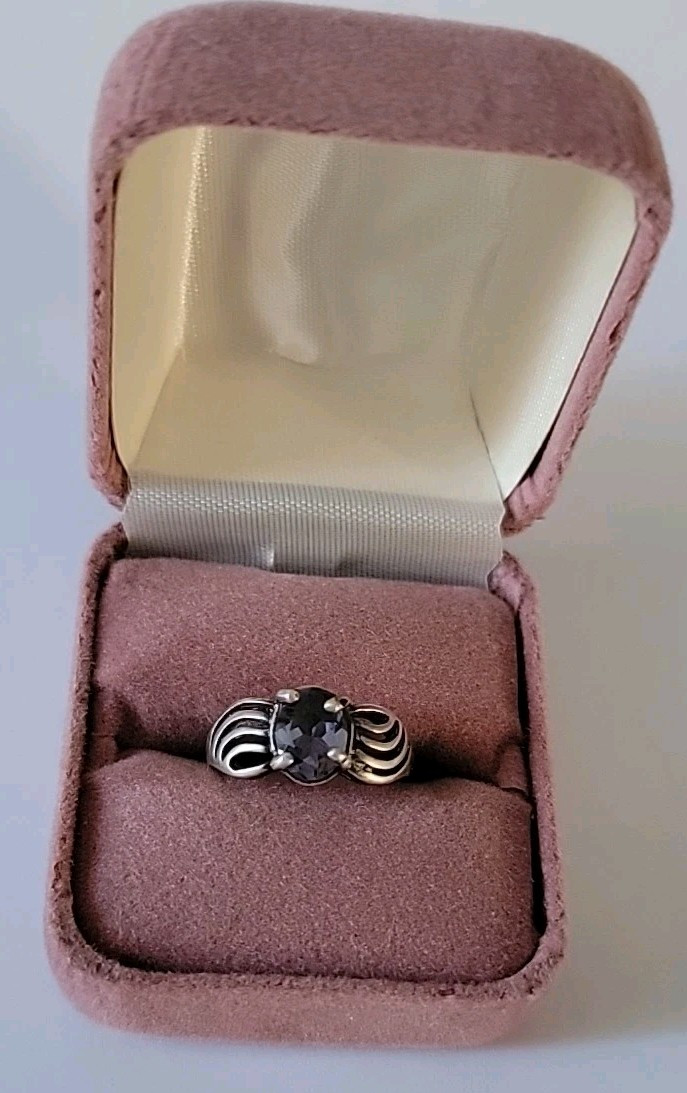 Vintage Dusty Blue Iolite Gem Stone Sterling Silver Ring 4.75″