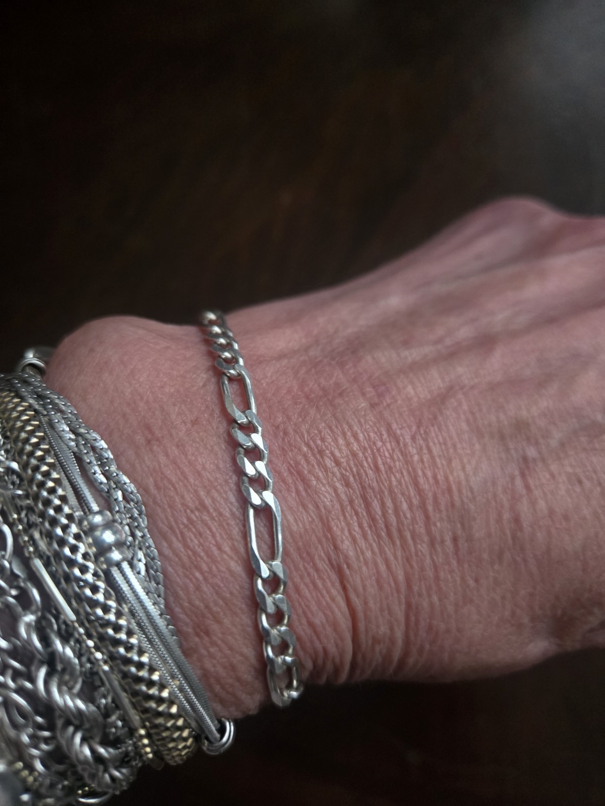 Vintage Sterling Silver Figaro Chain Bracelet 8″