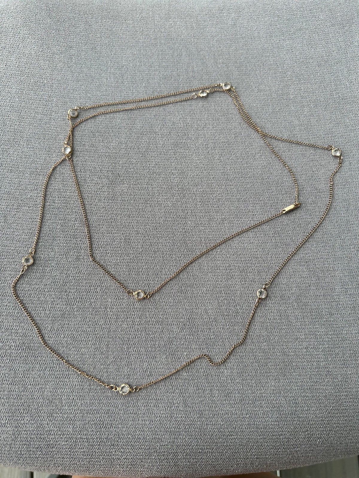 Vntg Sarah Coventry Gold Tone Sparkle By The Yard Jet Necklace 1977 48″