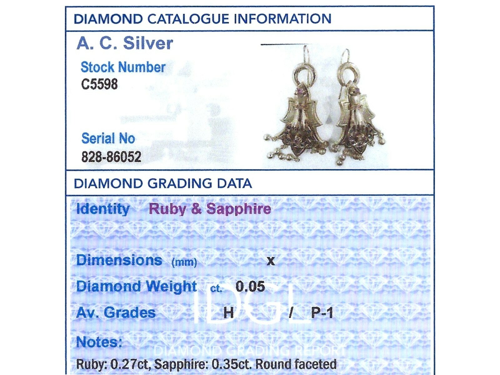 Antique 0.35ct Sapphire and 0.27ct Ruby, 14 ct Yellow Gold Earrings