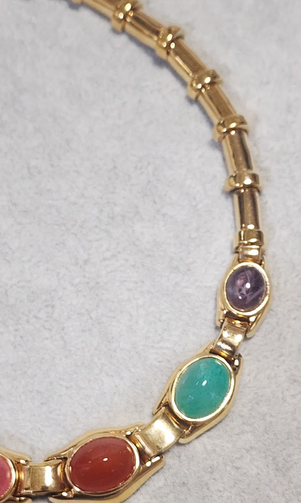 Ciner Signed Vtg Glass Gripoix Cabachon Pastel Gold Tone Choker Necklace C854