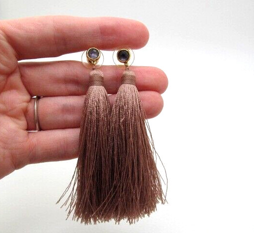 Vintage Sugarfix Facet Purple & Mauve Pink Tassel Threaded Long Earrings