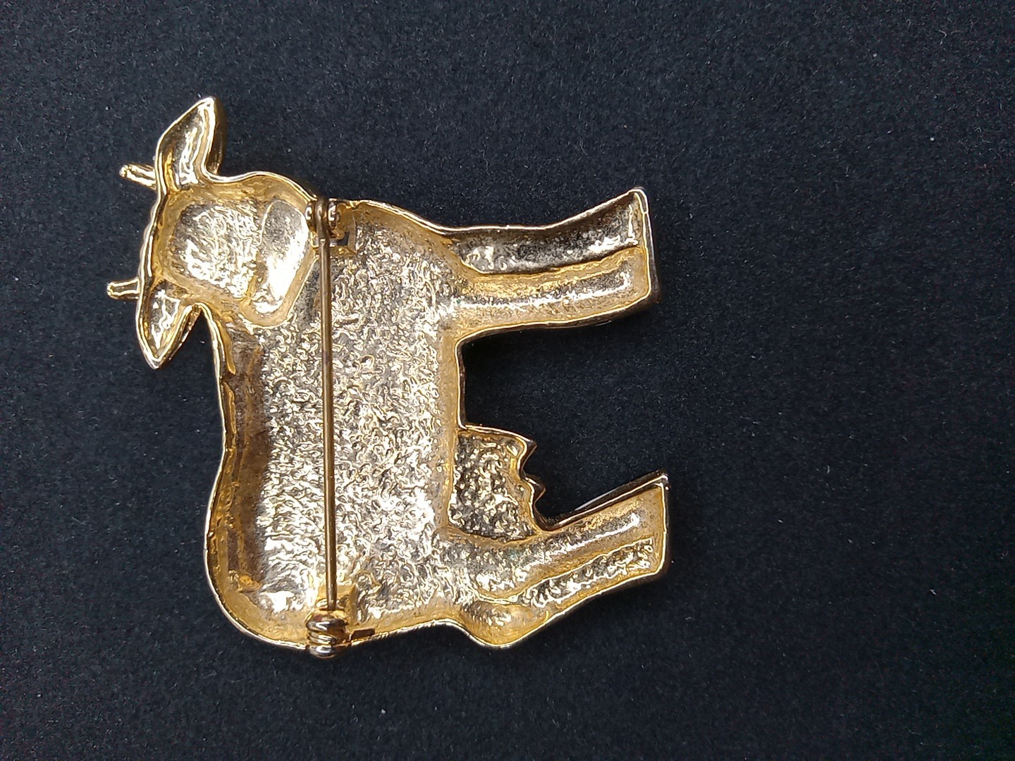 Vintage Holstein Cow Brooch Pin Gold Tone Black White Farm Animal