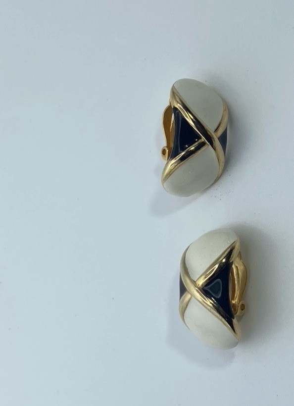Gay Boyer Gold Tone Vintage Clip-On Earrings Set Of Two