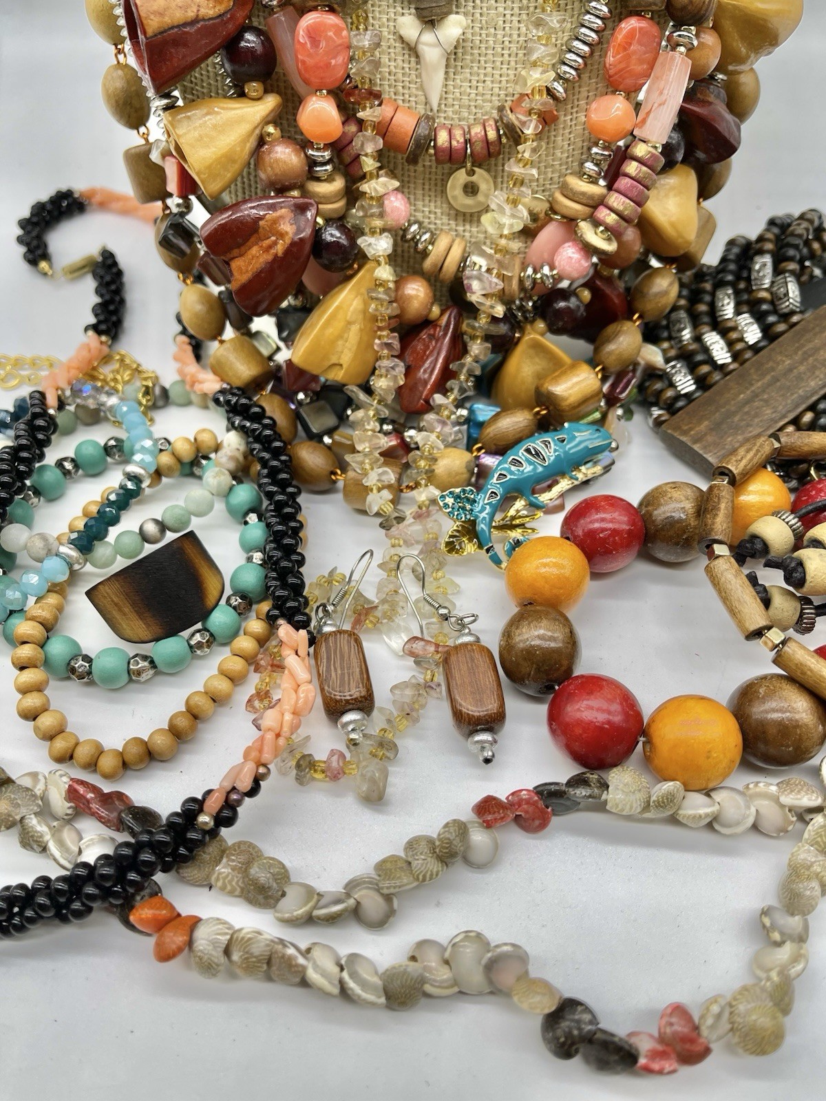 Jewelry Vtg To Mod Safari Boho Ethnic Wood ++ Pcs Lb Lot JL206