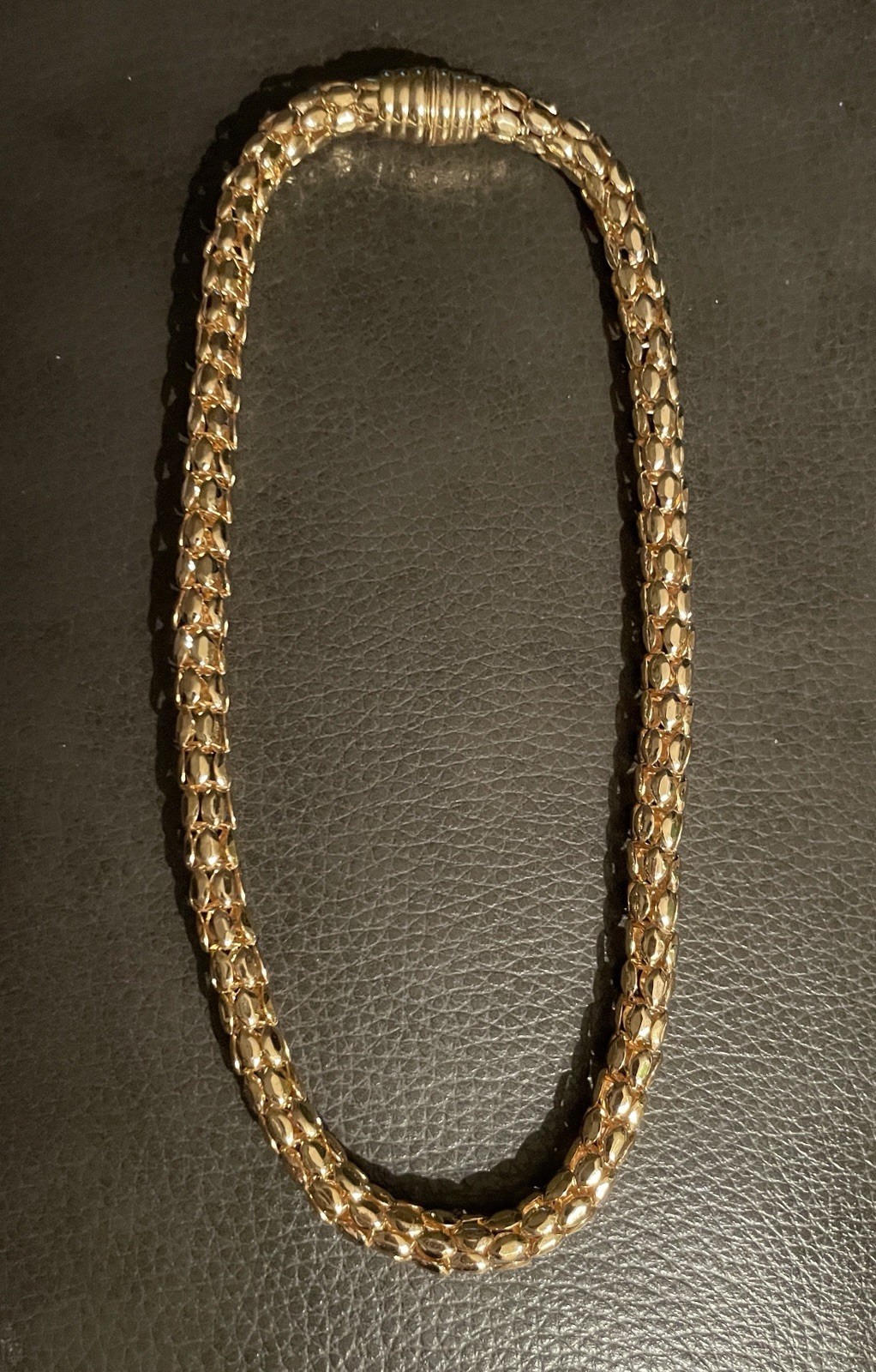 Vintage Chunky Chain Necklace Spiga Wheat Box Chain Gold Tone Magnetic Closure