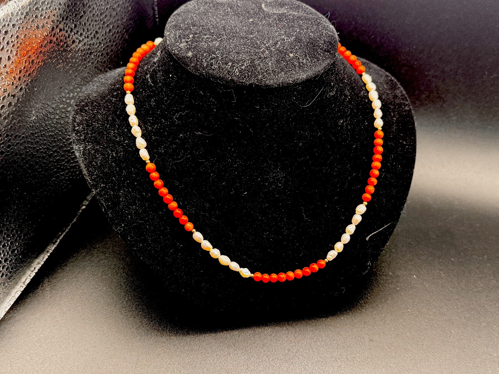 VINTAGE GENUINE CORAL BEADS/Pearl NECKLACE 14K CLASP Beautiful Classic F/S