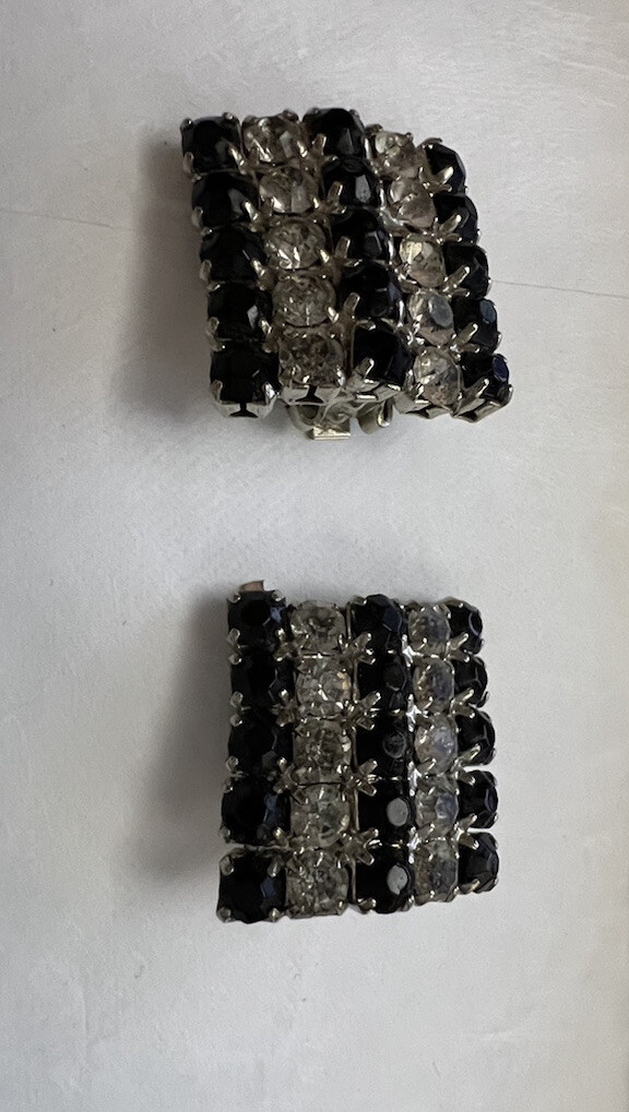 Art Deco Antique Sterling Silver Rhinestone Bracelet & Earrings Set 1950’s