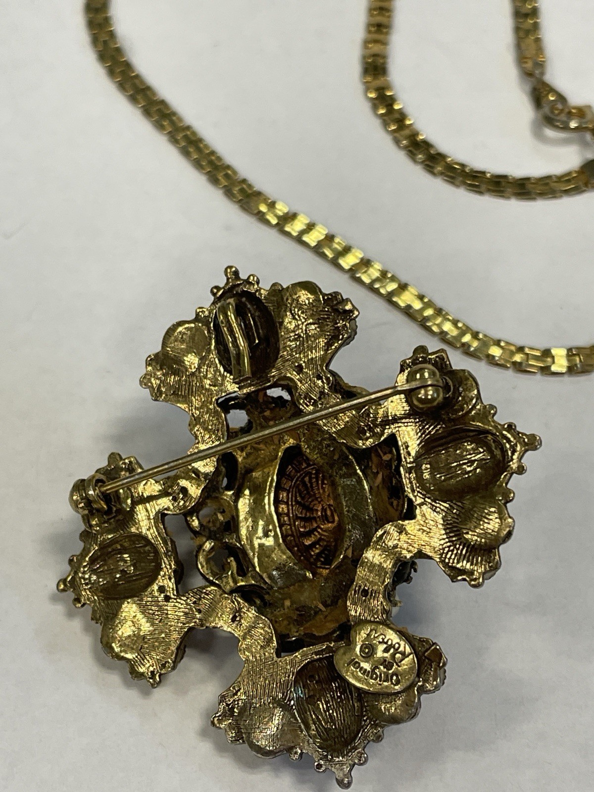 ORIGINAL BY ROBERT VINTAGE MALTESE CROSS RARE PENDANT BROOCH/PIN AWESOME COLORS