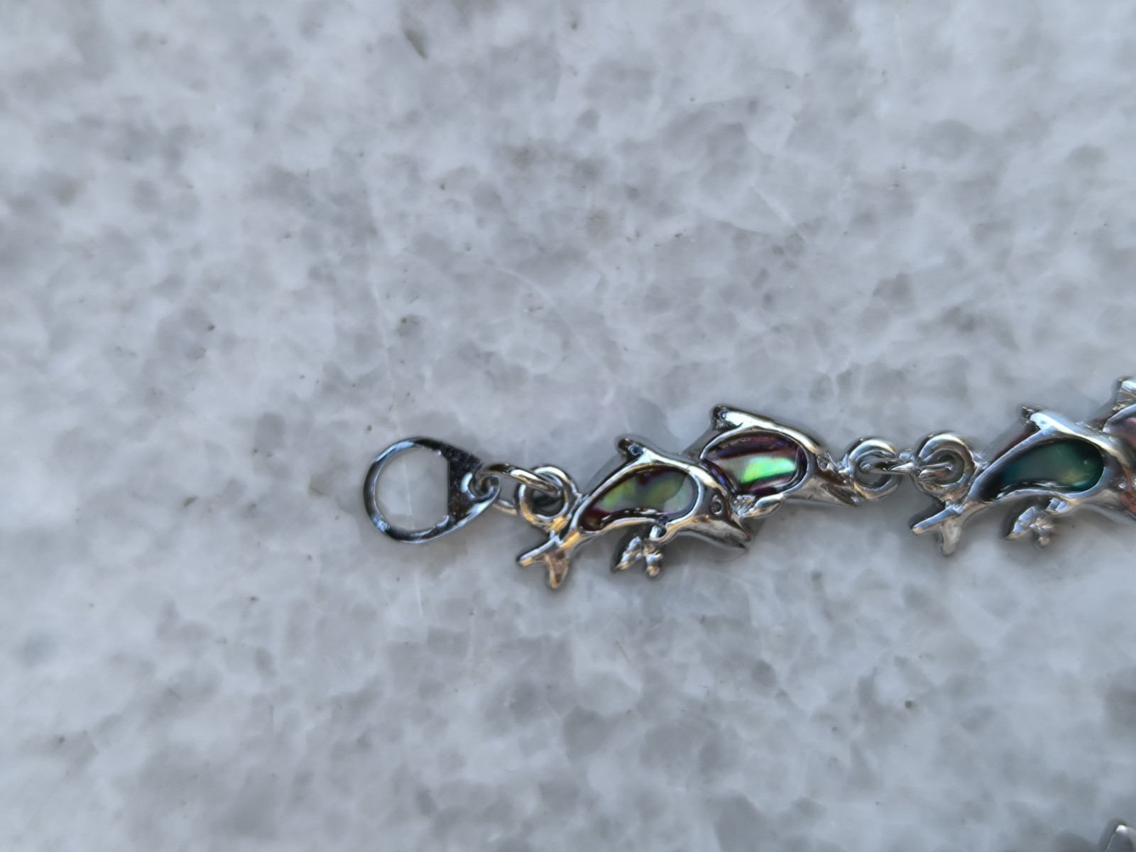 Two vintage cute metal and Abalone shell bracelets