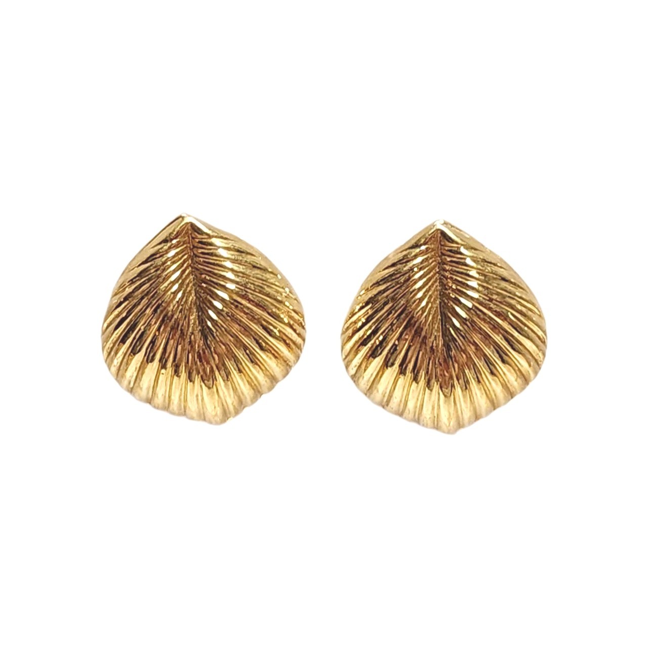 Vintage Napier Gold Tone Leaf Design Textured Post Stud Earrings Leaves Nature