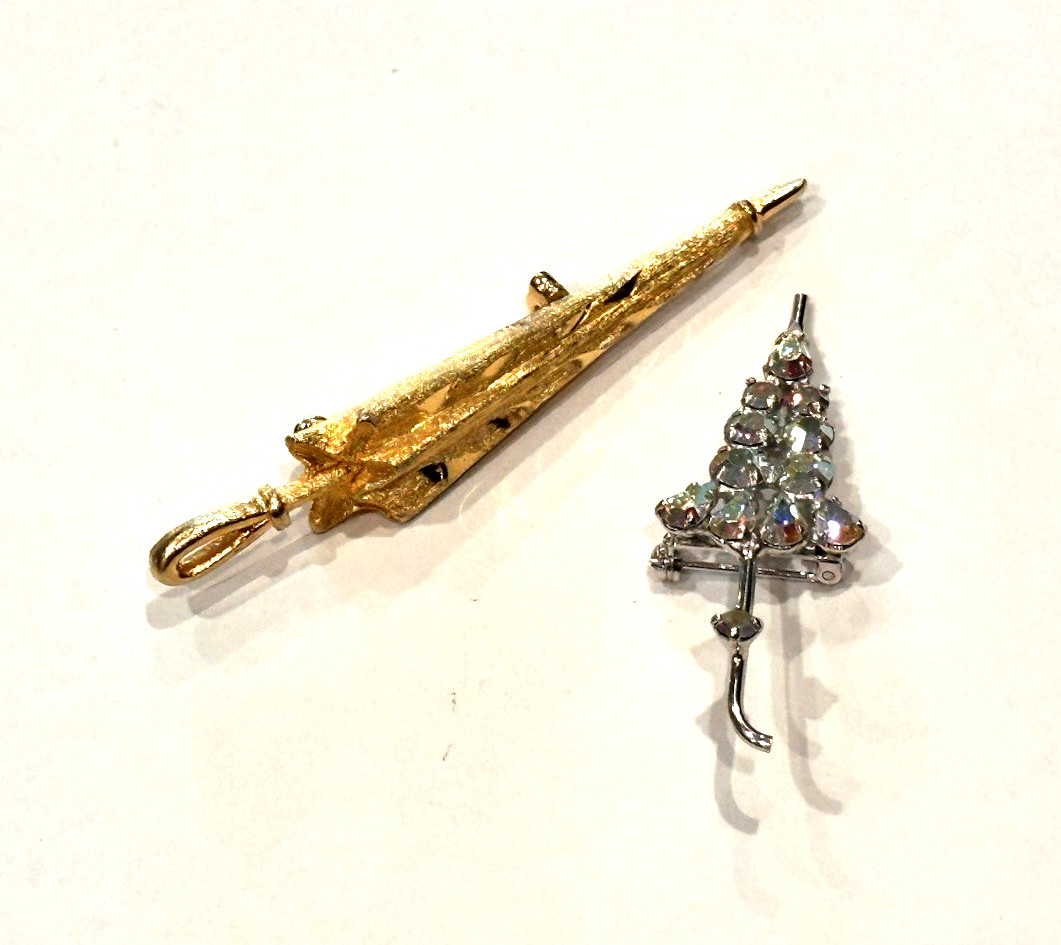 UNICYCLE SPINNER SAN FRAN TROLLEY CAR RHINESTONE UMBRELLA Vintage Brooch LOT 5