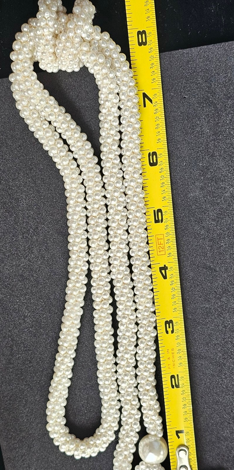 Vtg Beaded Flapper Lariat Necklace Rope Tassels Art Deco Style 2 Adj Rings