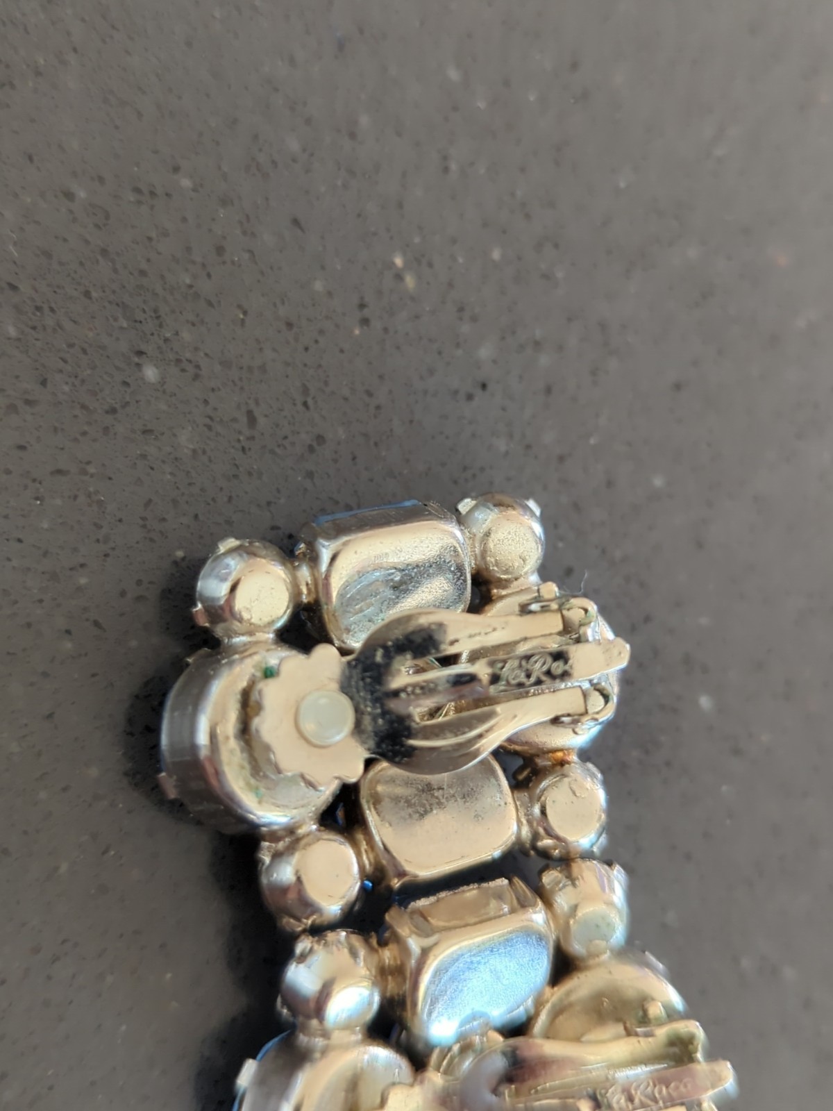 Vintage Robert LaRoco Beautiful Blue Rhinestone Clip On Earrings Signed F165