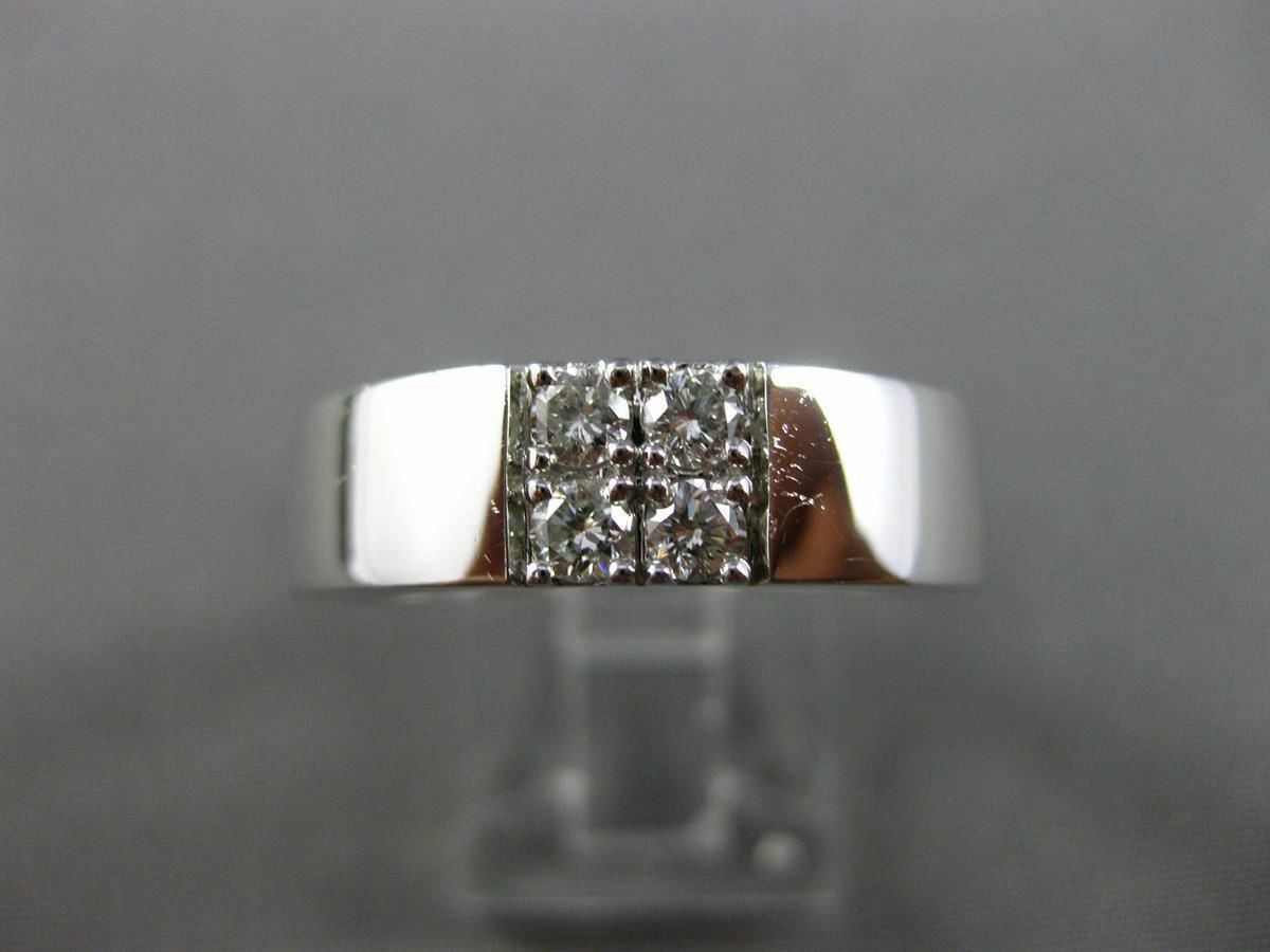 ESTATE .26CT DIAMOND 18K WHITE GOLD ROUND SQUARE 4 STONE MENS RING F/G VVS/VS