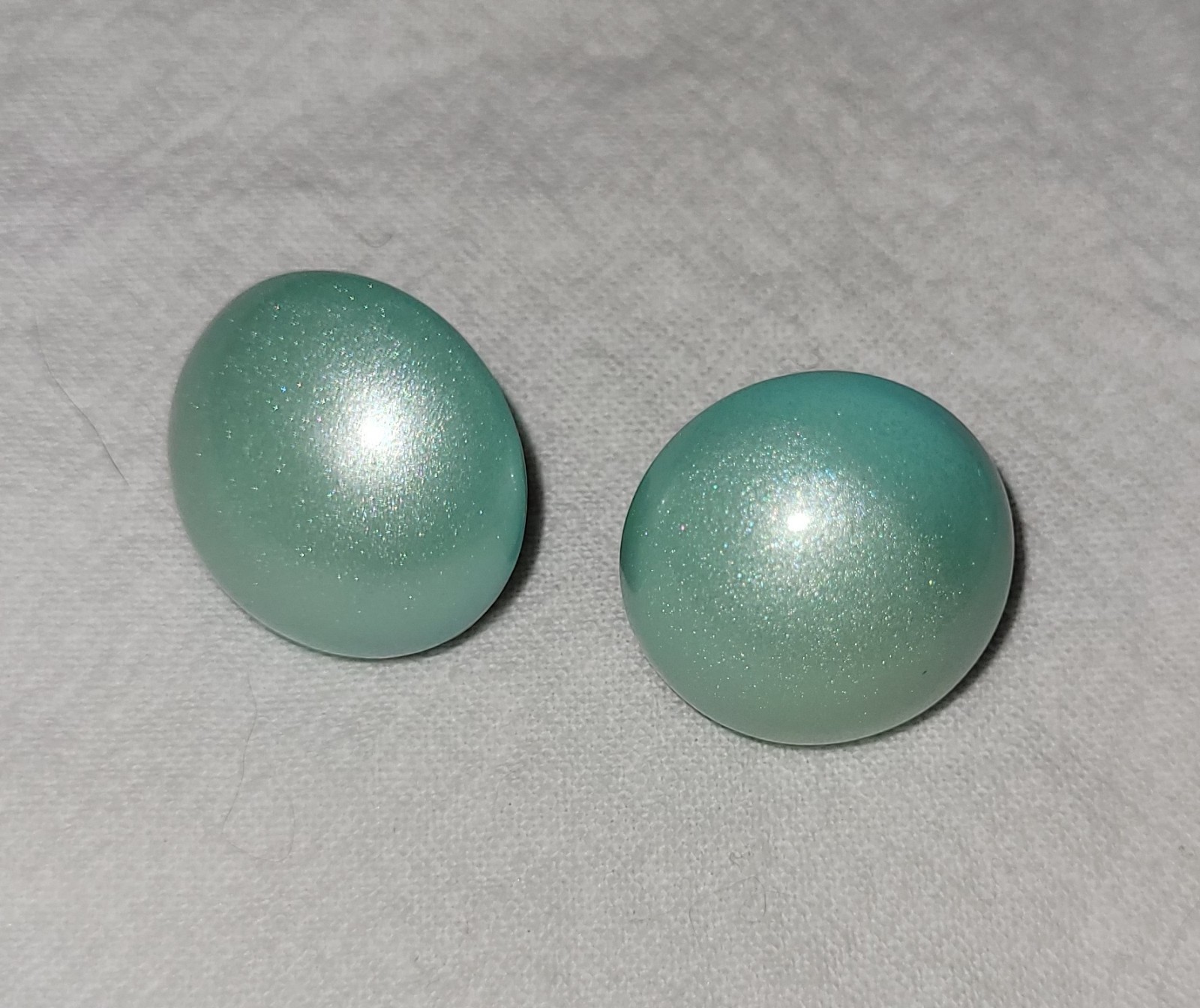 Vintage Teal Blue Aqua Acrylic Iridescent Beaded Necklace W Matching Earrings